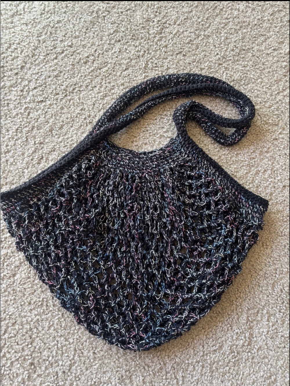 Handmade Crochet Midnight Stardust Market Bag